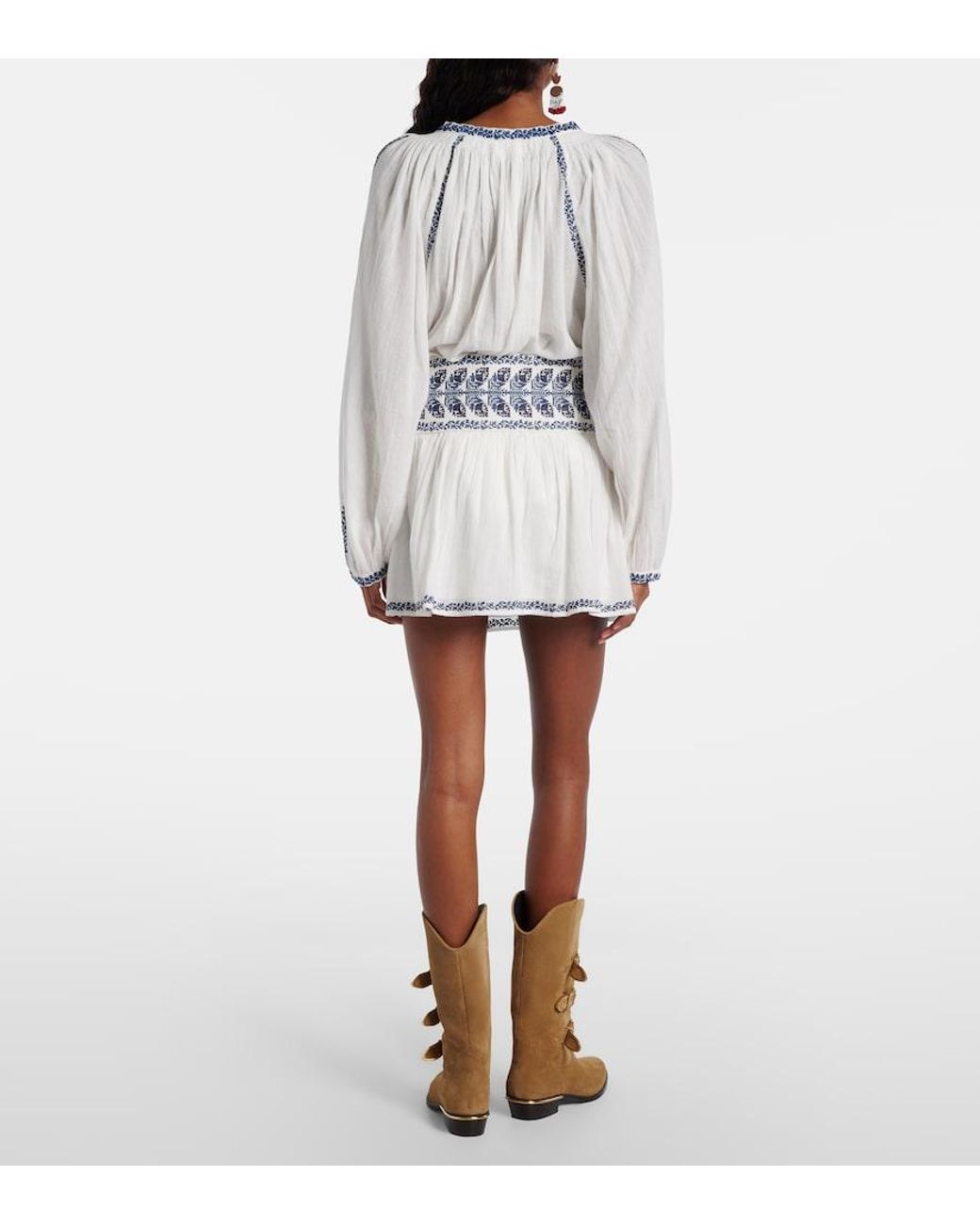 Isabel Marant White Picadilia Embroidered Cotton Miniskirt