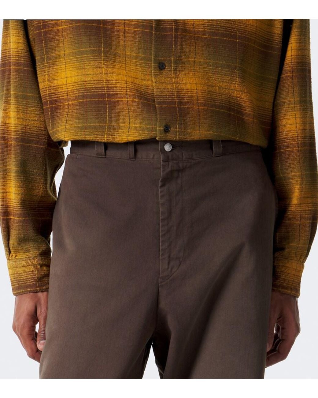 A.PRESSE Brown Cotton Twill Wide-Leg Pants for men
