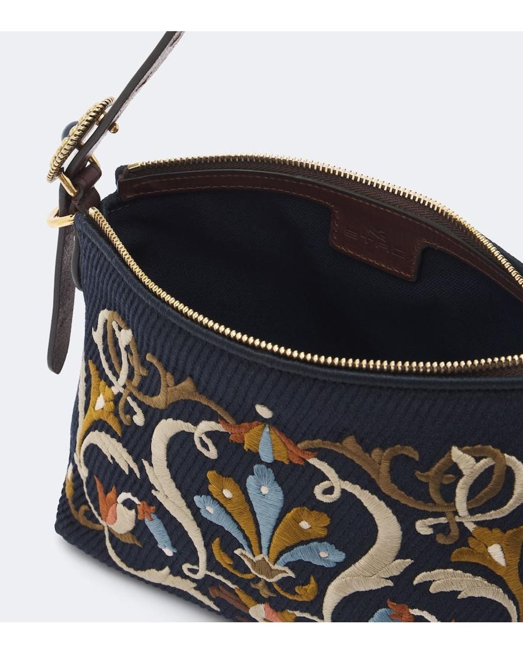 Etro Black Rosette Small Canvas Shoulder Bag