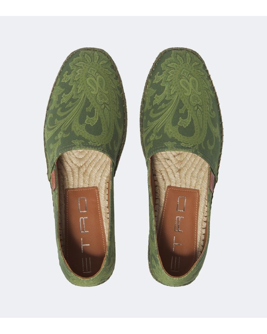 Etro Green Paisley Gabardine Espadrilles for men