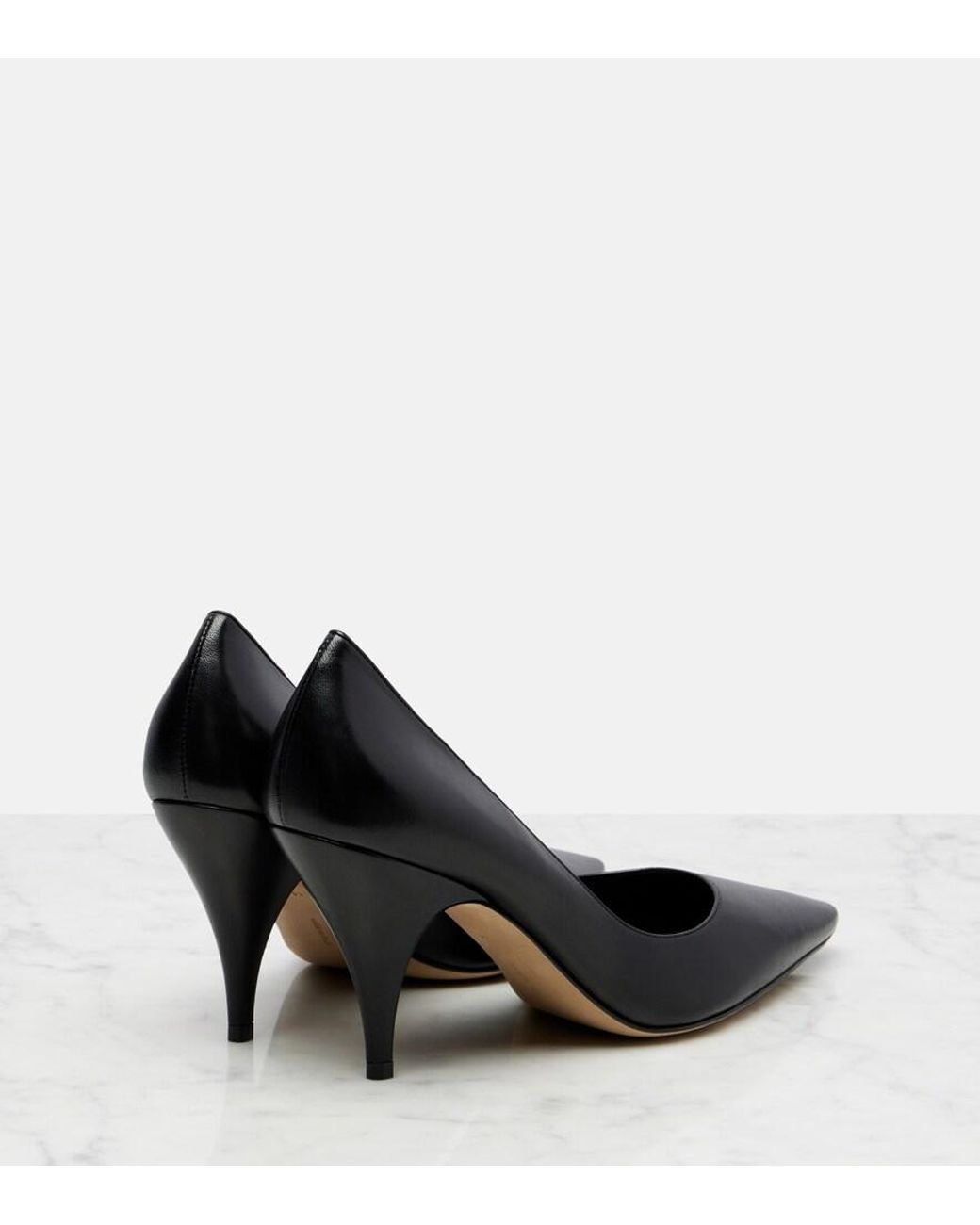 The Row Black Liisa Leather Pumps