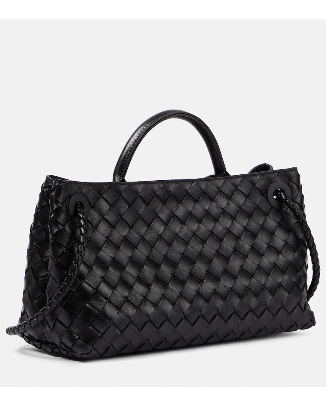 Bottega Veneta Black East-West Andiamo Intrecciato Leather Tote Bag