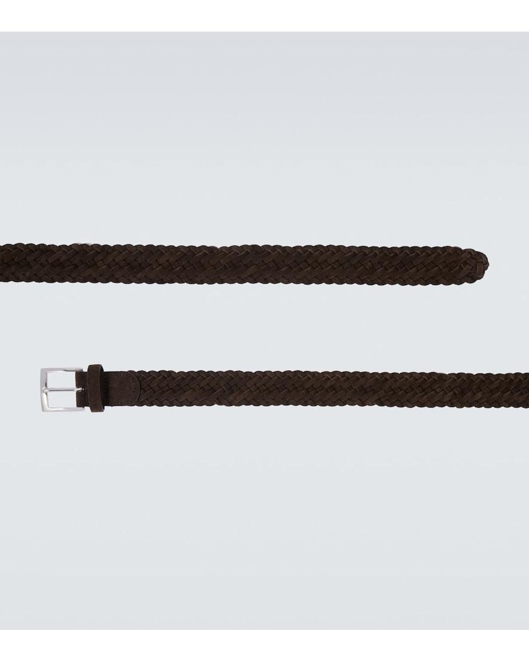 Kiton Brown Woven Suede Belt for men