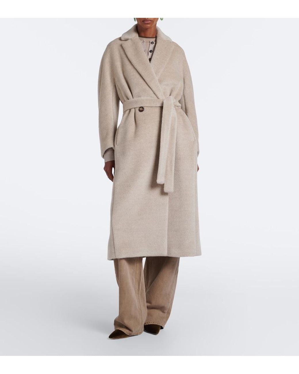 Max Mara Natural Alpaca And Wool Wrap Coat