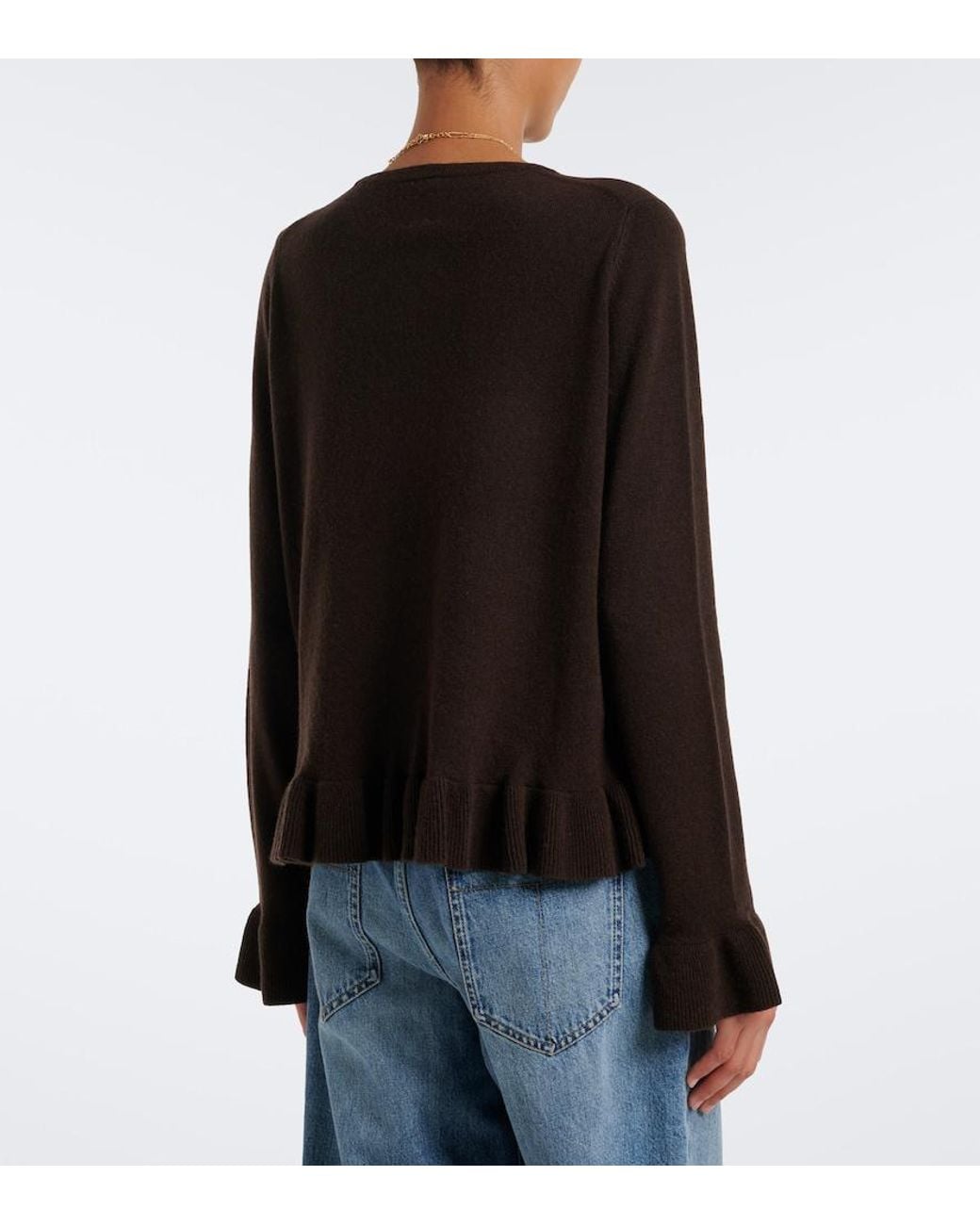 Jardin Des Orangers Black Ruffled Virgin Wool And Cashmere Sweater