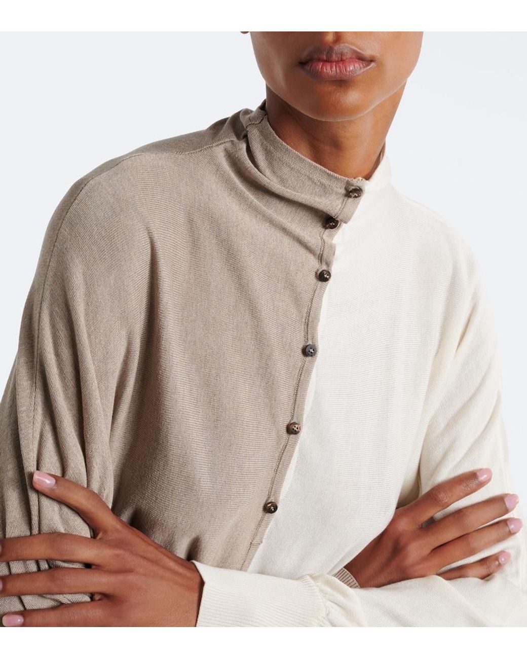 Jacquemus Natural Paneled Silk-Blend Sweater