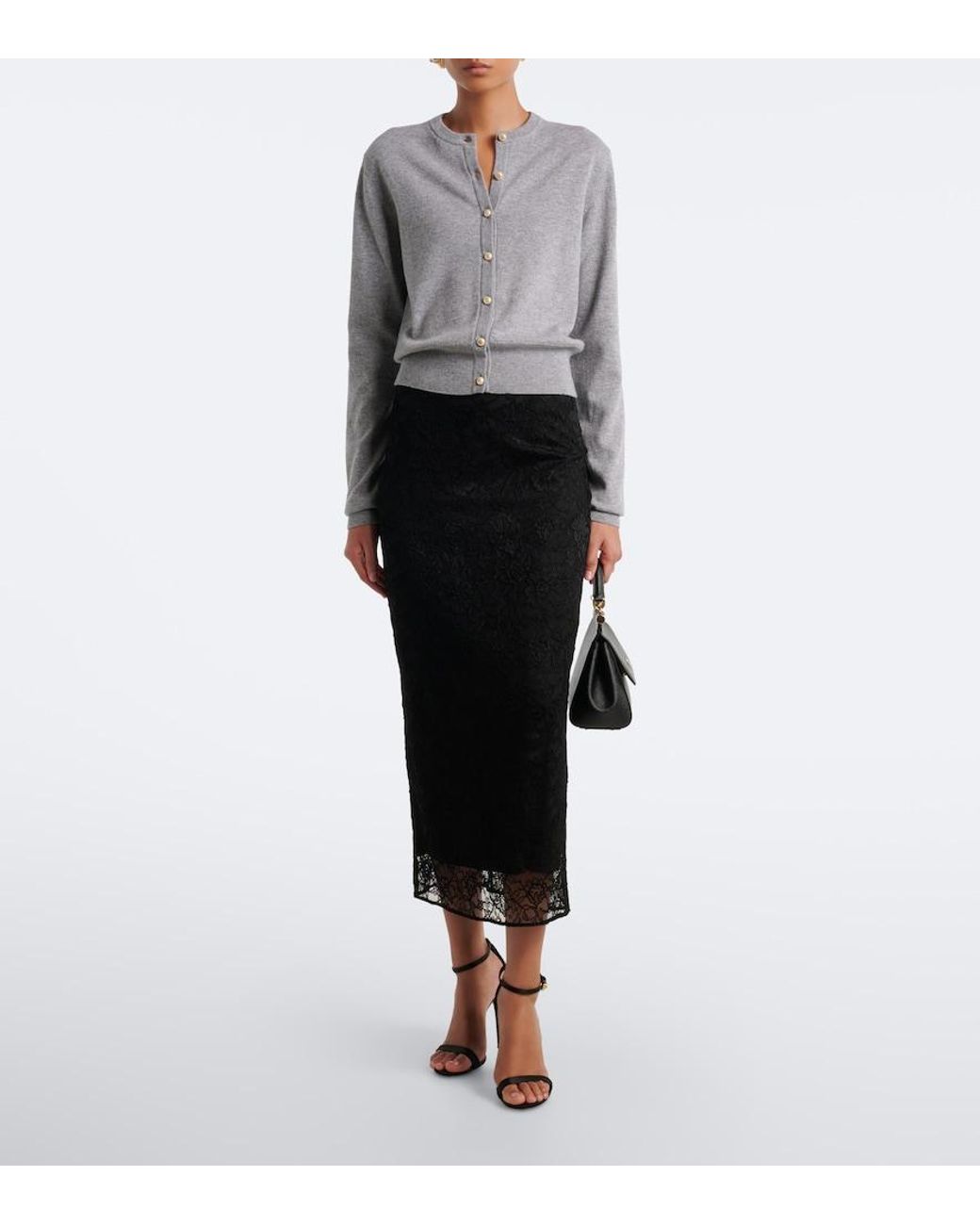 Dolce & Gabbana Gray Embellished Cashmere Cardigan