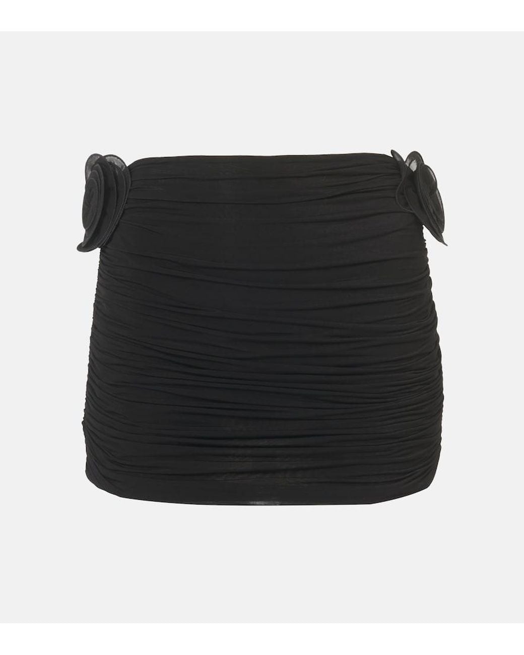 Magda Butrym Black Floral-Applique Ruched Miniskirt