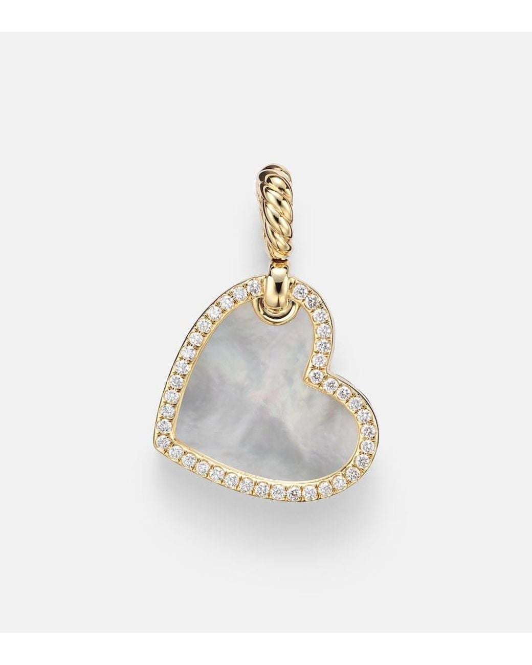 David Yurman White Dy Elements Heart 18Kt Pendant With Diamonds And Pearl