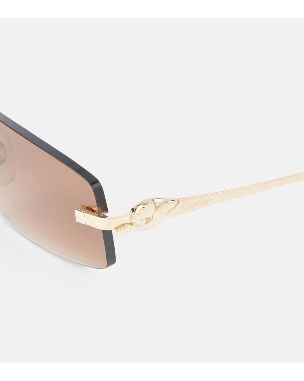 Cartier Natural Panthere De Cartier Rectangular Sunglasses