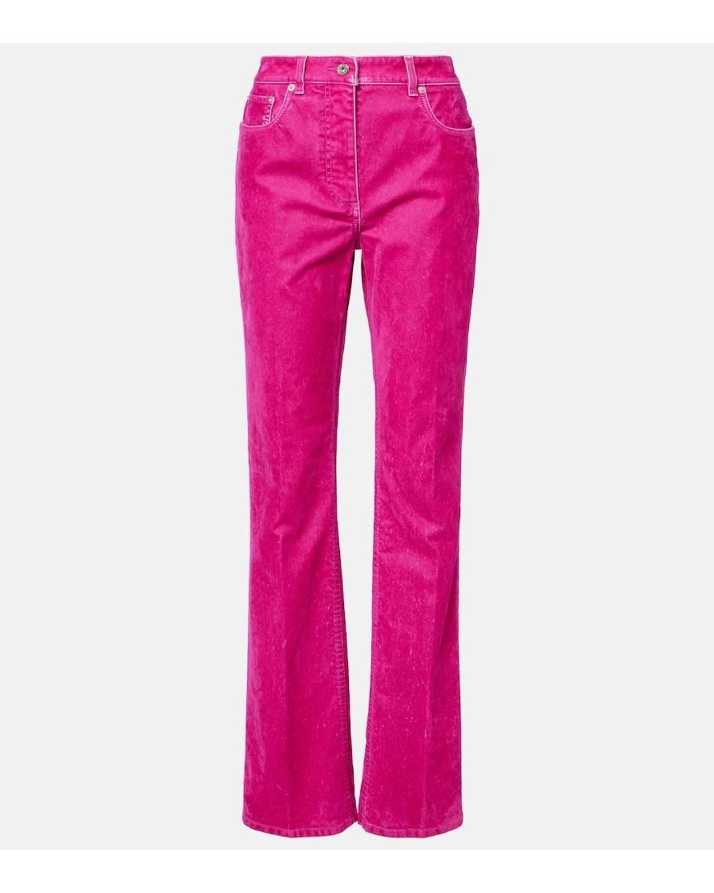 Ferragamo Pink Cotton-Blend Drill Straight Pants