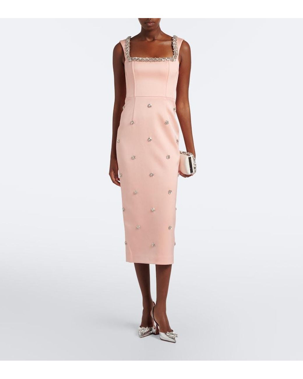 Rebecca Vallance Pink Ayla Embellished Satin Cocktail Dress