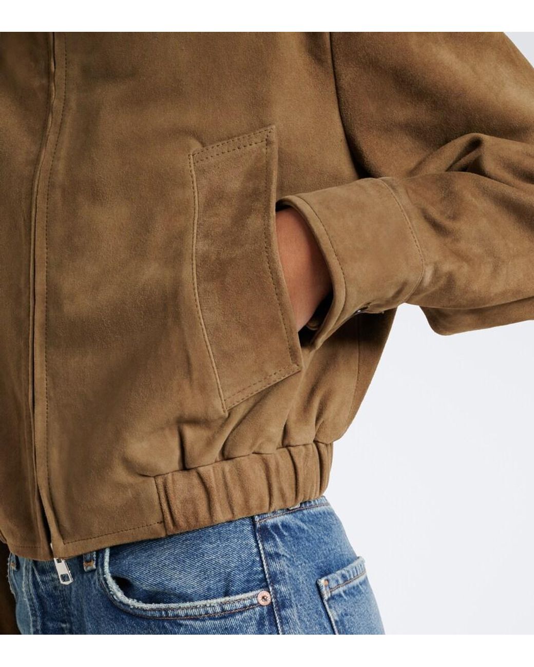 Agolde Green Nahla Cropped Suede Jacket