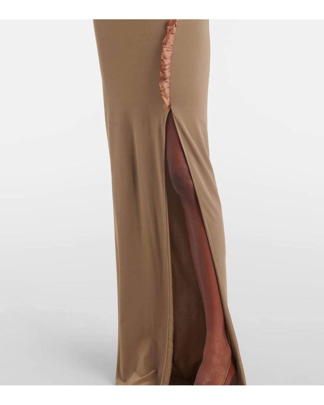 Nensi Dojaka Natural Asymmetric Ruffled Maxi Dress