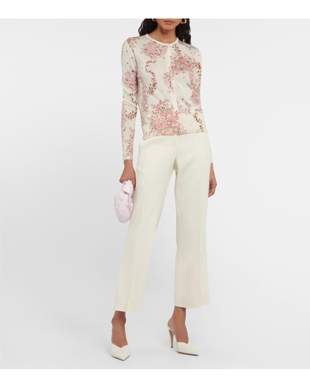 Giambattista Valli Pink Floral Cashmere And Silk Cardigan