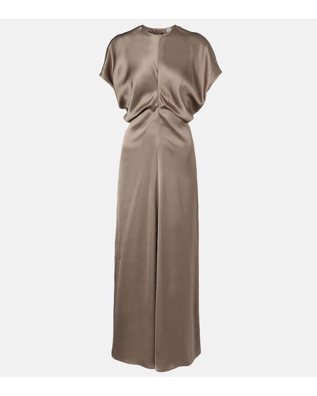 Totême Natural Draped Satin Maxi Dress