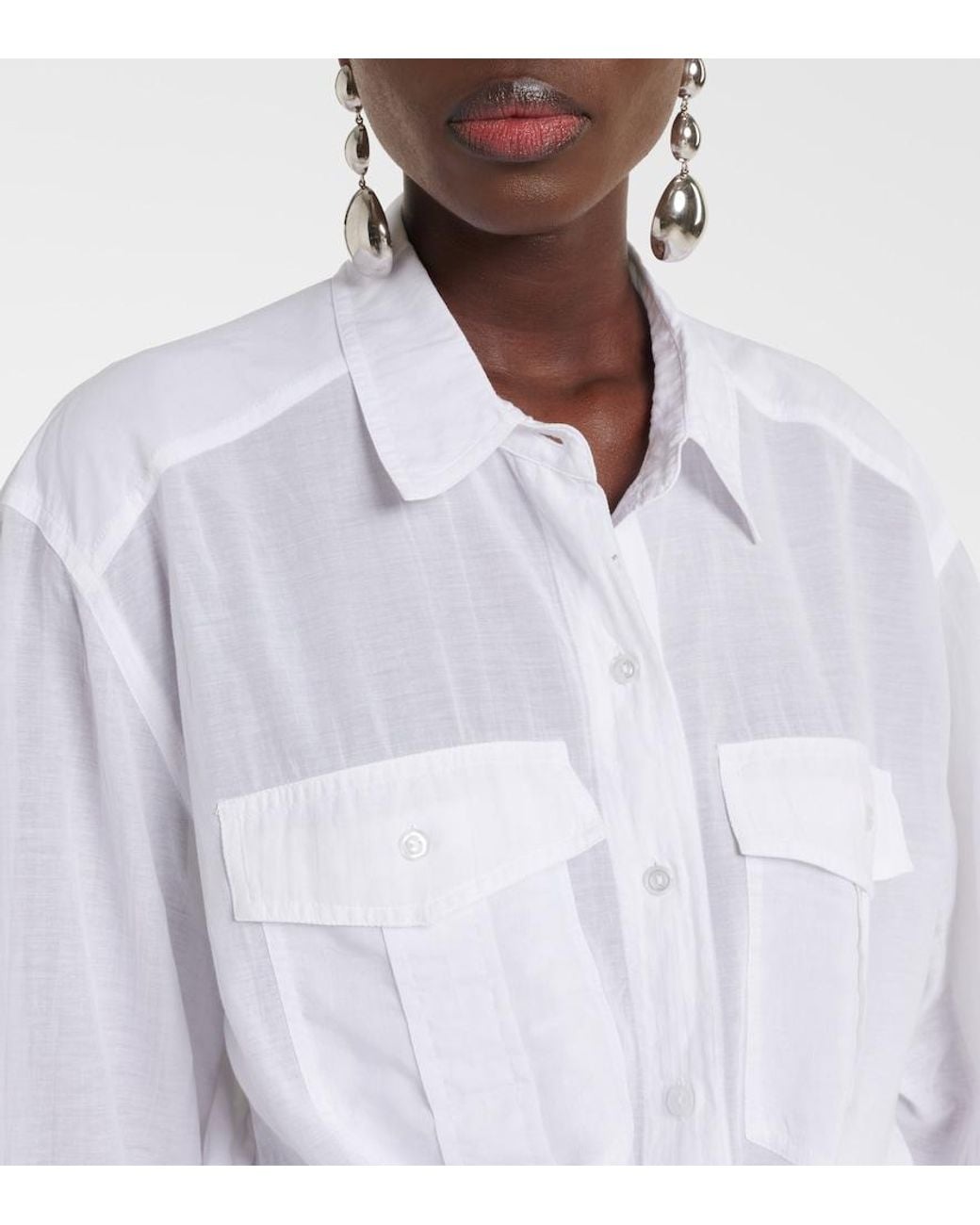 Isabel Marant White Nath Cotton-Blend Top