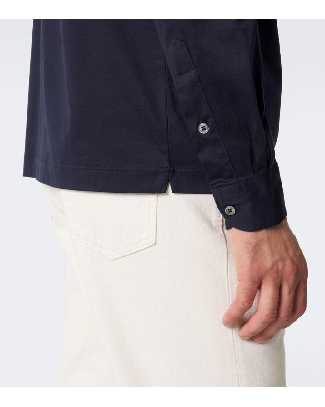 Thom Sweeney Blue Cotton Jersey Polo Shirt for men