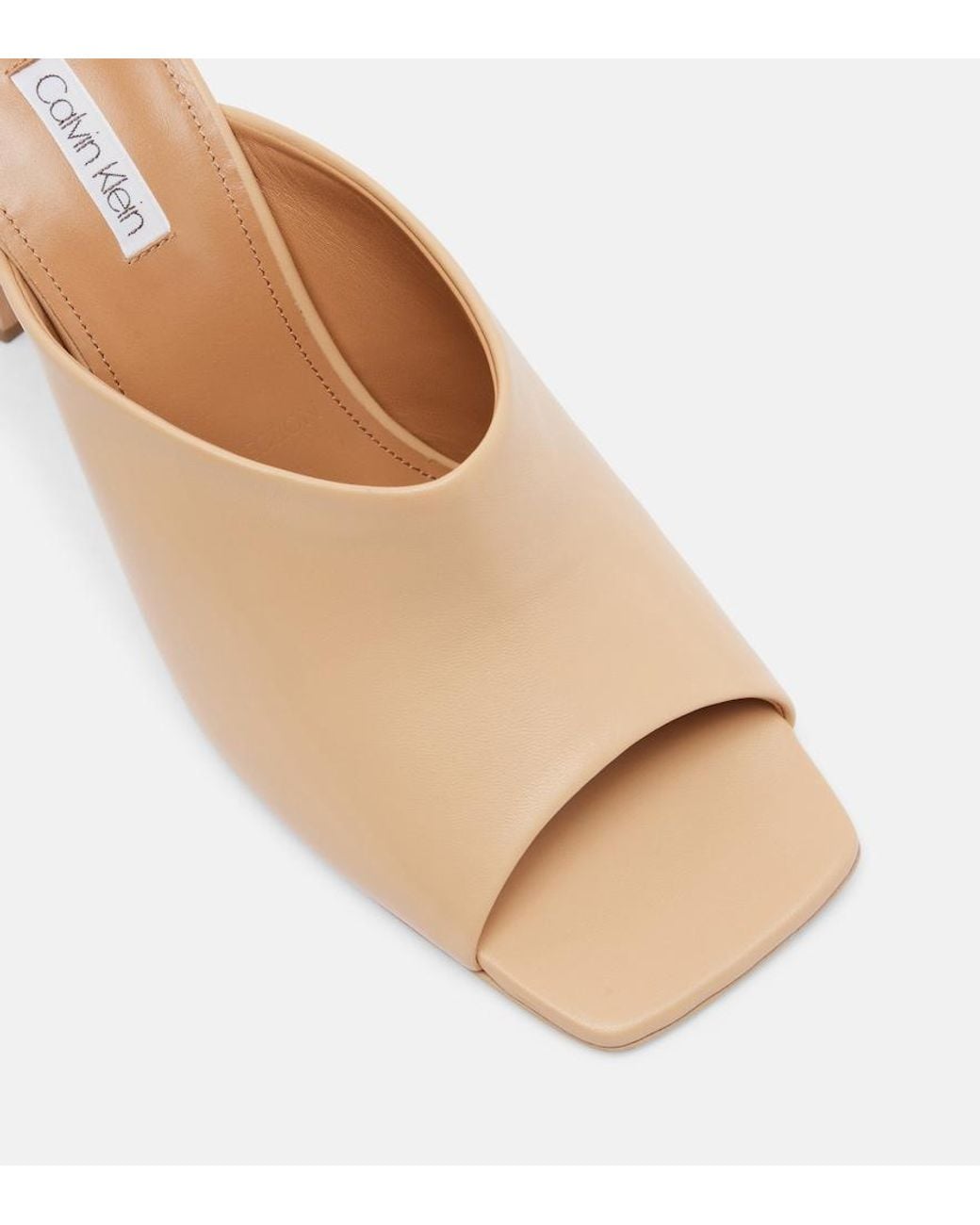 Calvin Klein Natural Palma Leather Mules