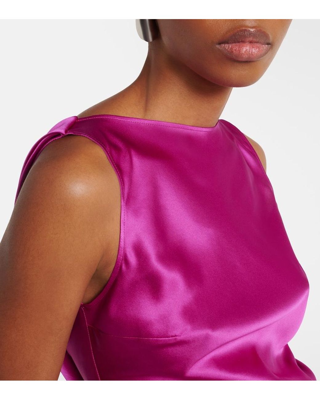 Nina Ricci Pink Open-Back Silk-Blend Satin Top