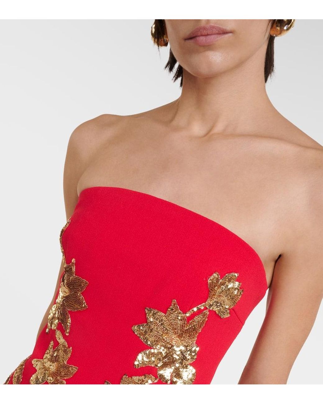 Rebecca Vallance Versailles Sequined Crepe Minidress in Red