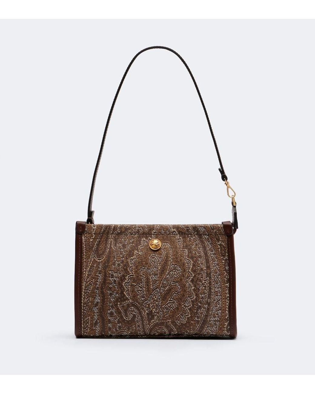 Etro Brown Arnica Small Coated Canvas Top Handle Bag