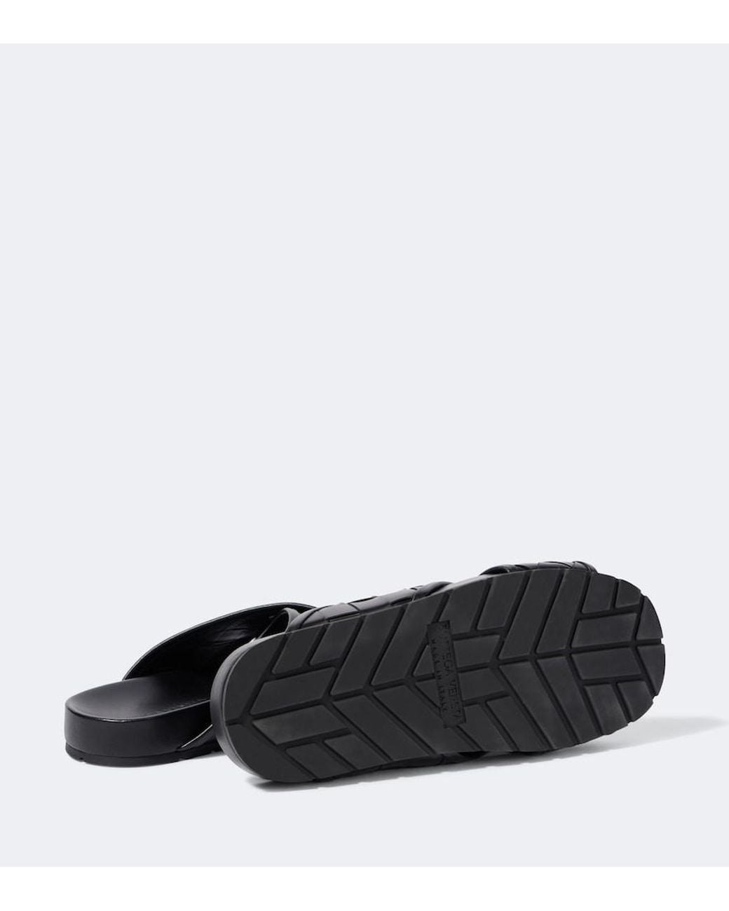 Bottega Veneta Black Leather Tarik Slides for men