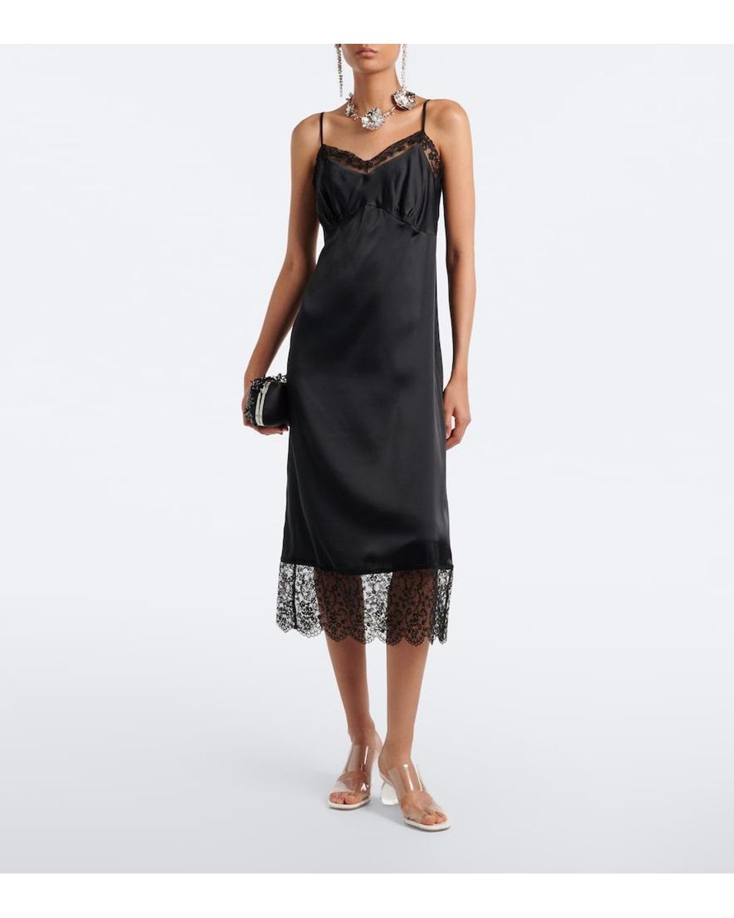 Simone Rocha Black Satin Slip Dress