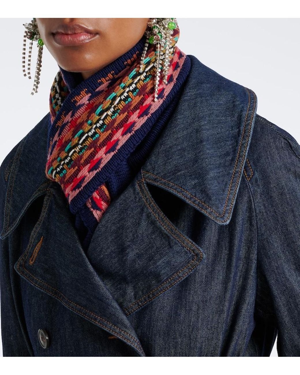 Dries Van Noten Purple Wool Jacquard Scarf