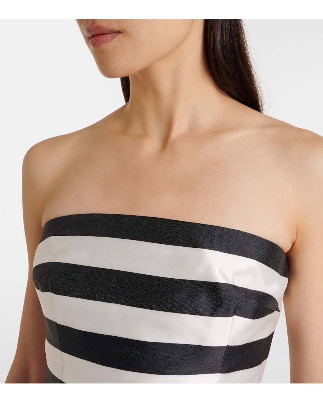 Rebecca Vallance Black Irene Striped Strapless Minidress