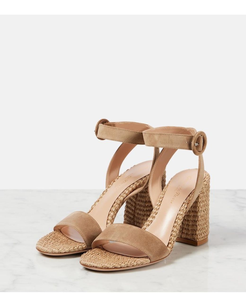 Gianvito Rossi Natural 85 Suede Espadrille Sandals
