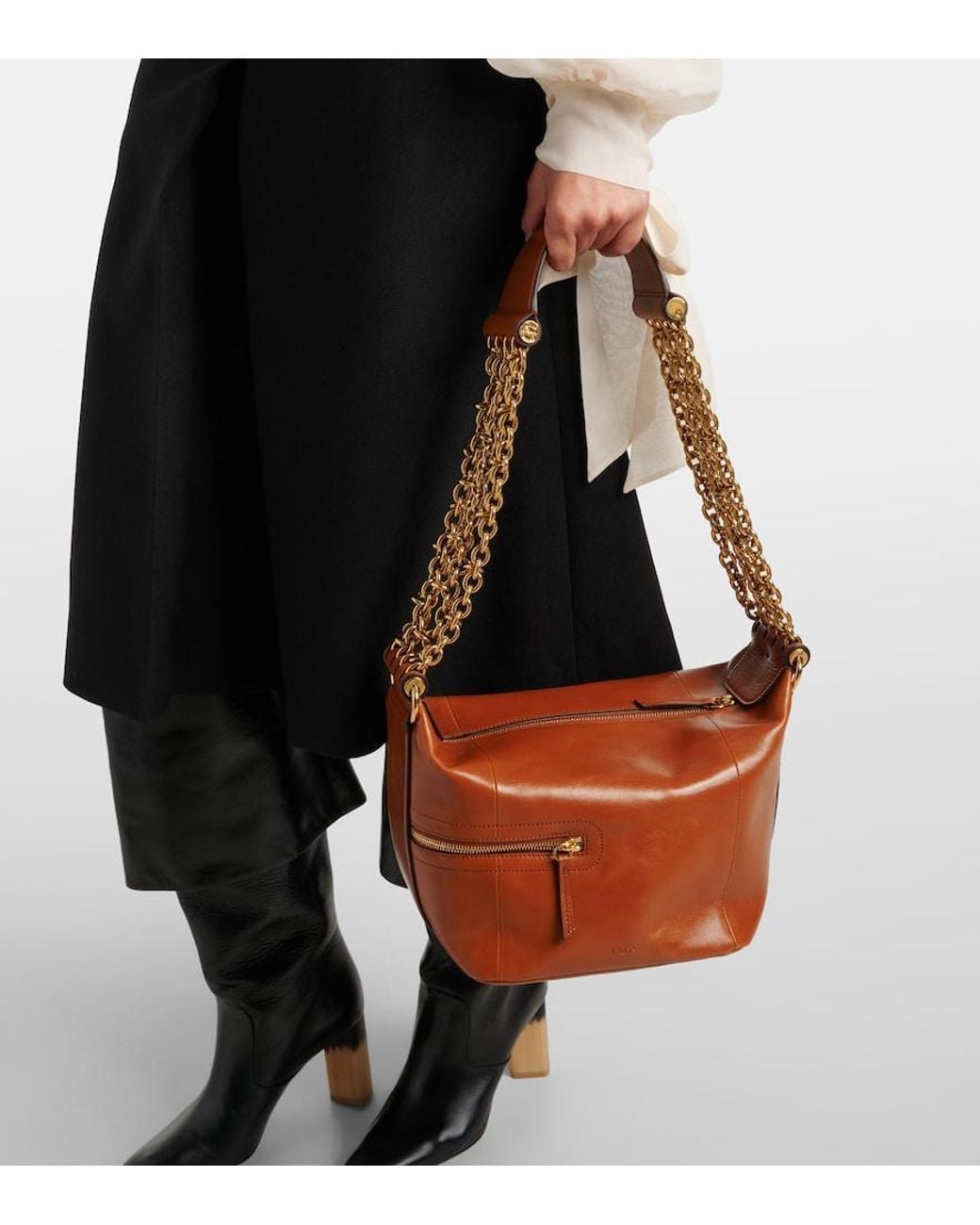 Chloé Brown Camera Chain Leather Shoulder Bag