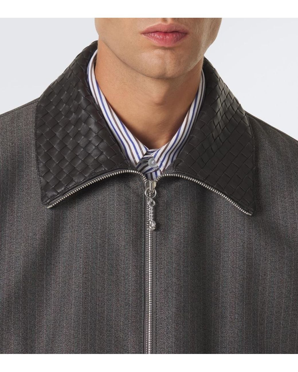 Bottega Veneta Black Intrecciato Wool And Mohair Blouson Jacket for men