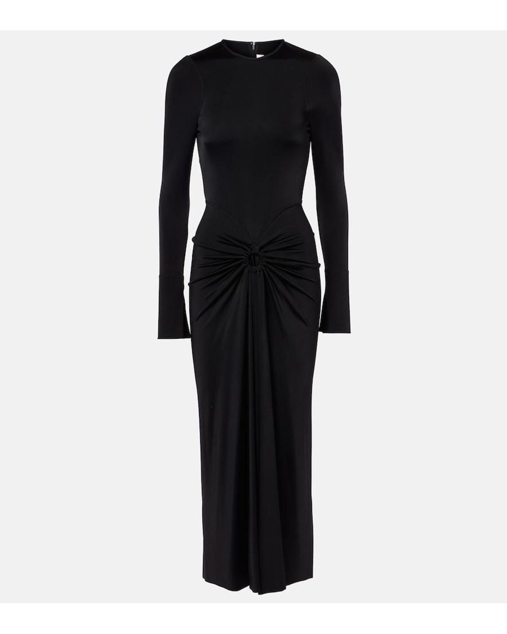 Victoria Beckham Black Gathered Midi Dress