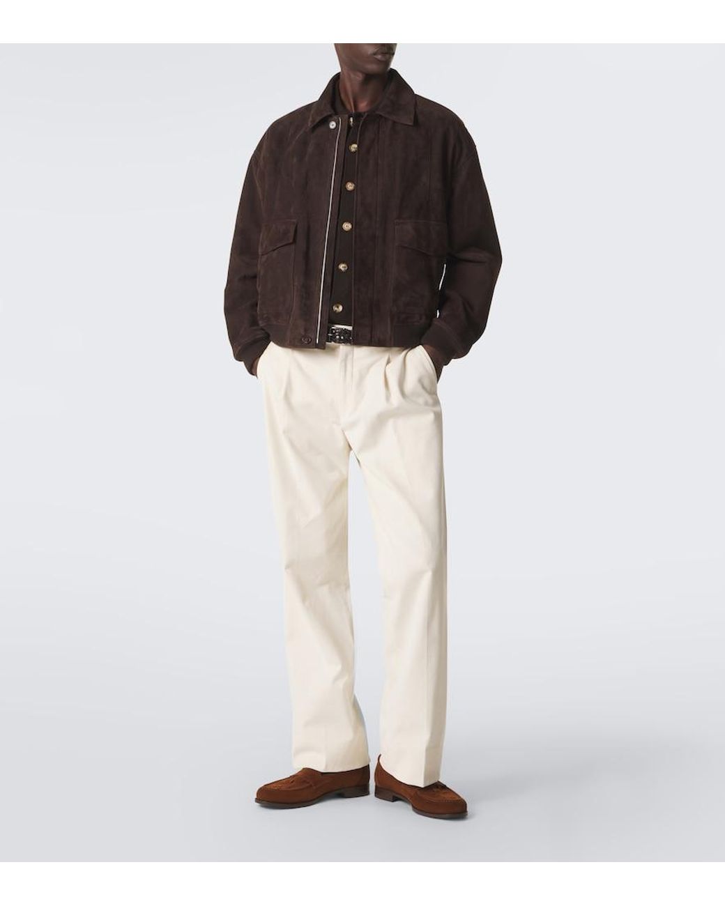 Lardini Brown Woven Suede Penny Loafers for men