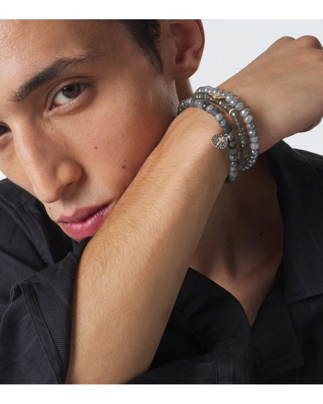 Sydney Evan White Set Of 3 14Kt Beaded Bracelets With Gemstones for men