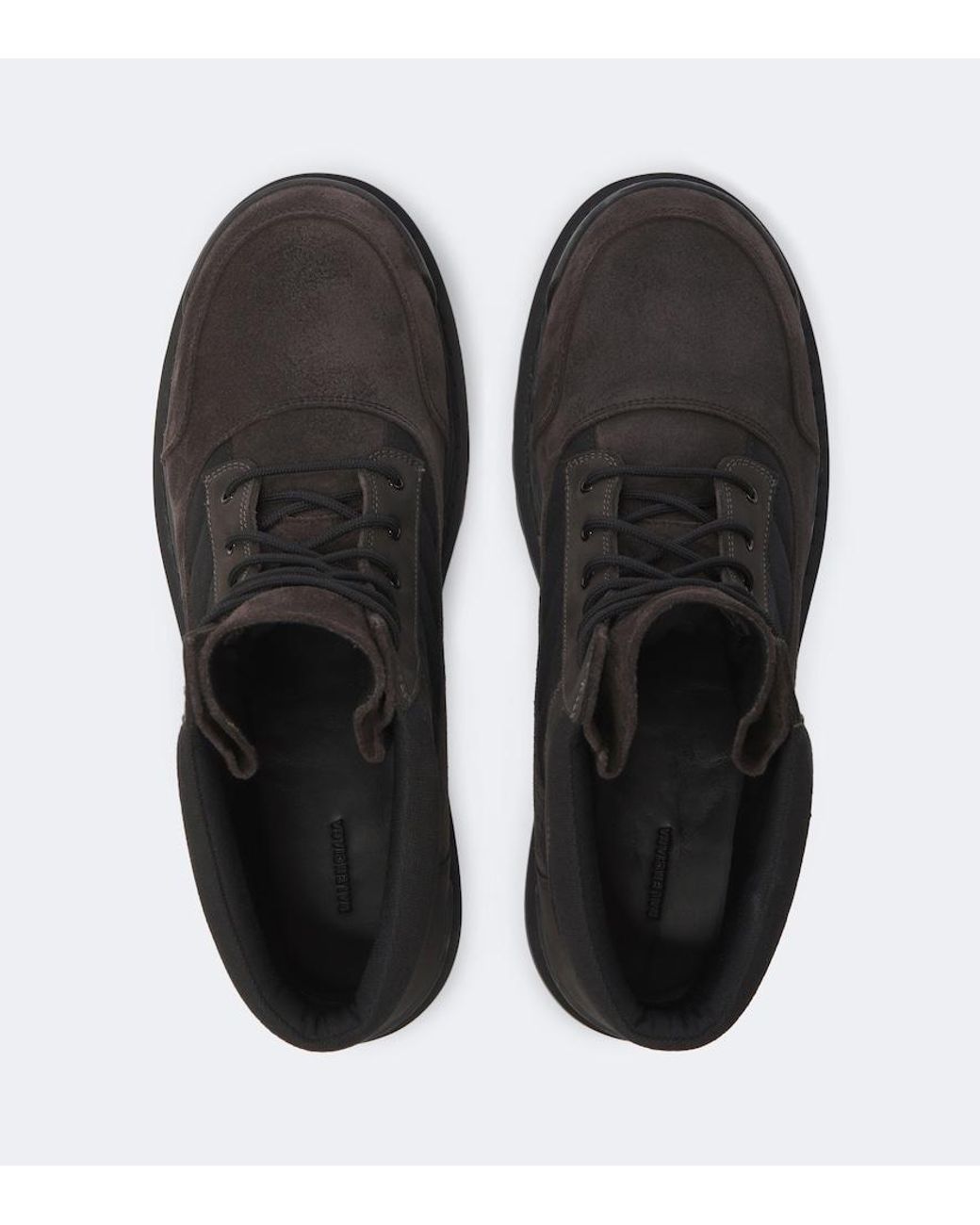 Balenciaga Black Combat Strike Suede-Trimmed Lace-Up Boots for men