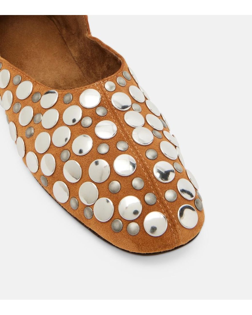 Khaite Brown Jane Studded Suede Ballet Flats