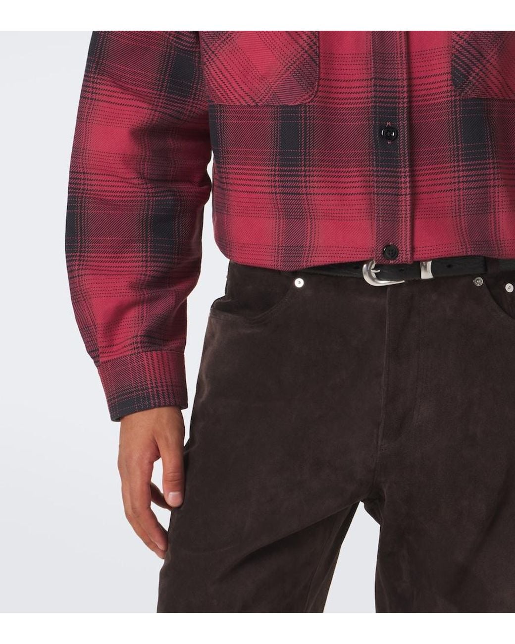 Our Legacy Red Checked Cotton Shirt for men