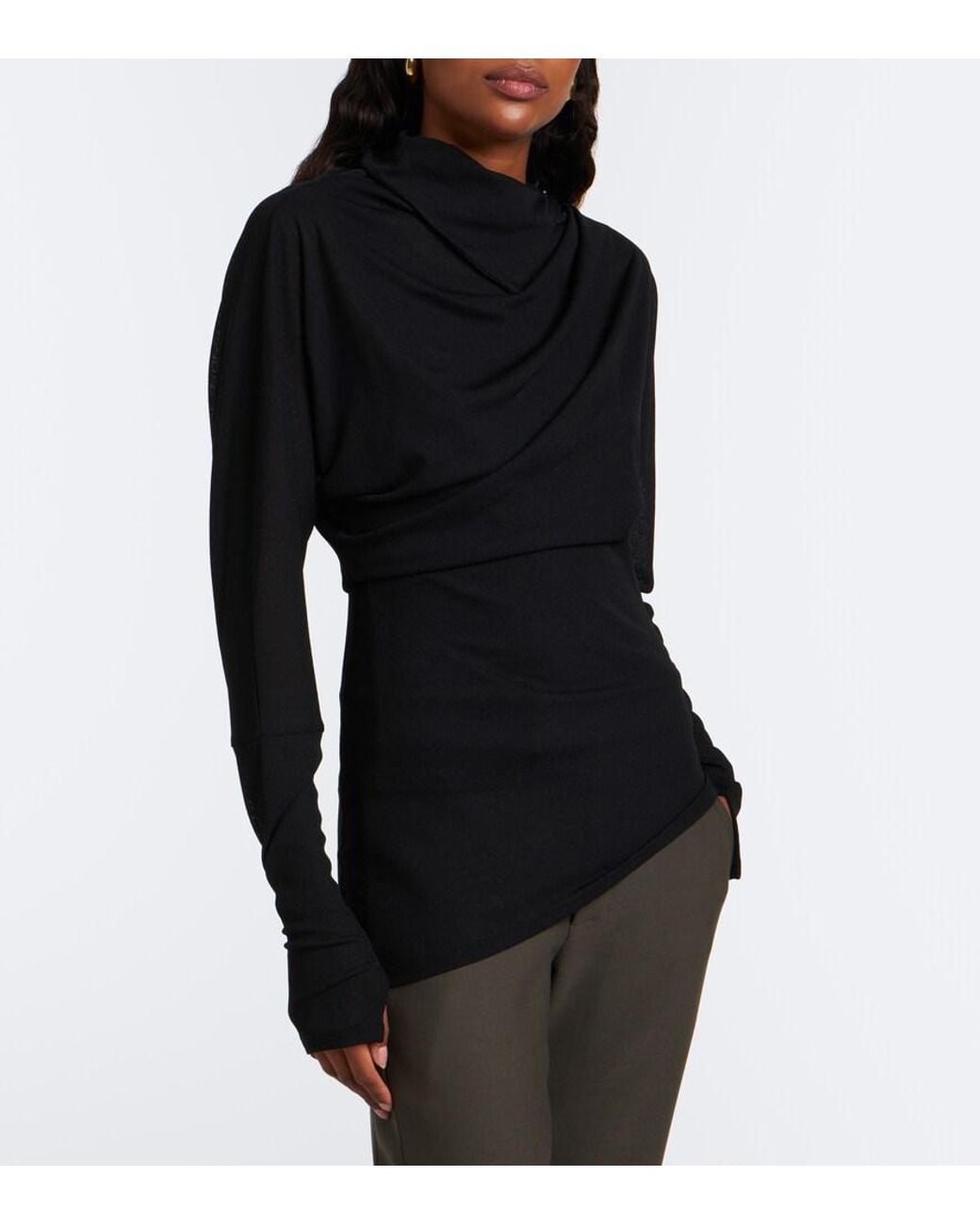 Proenza Schouler Black Golda Draped Jersey Top