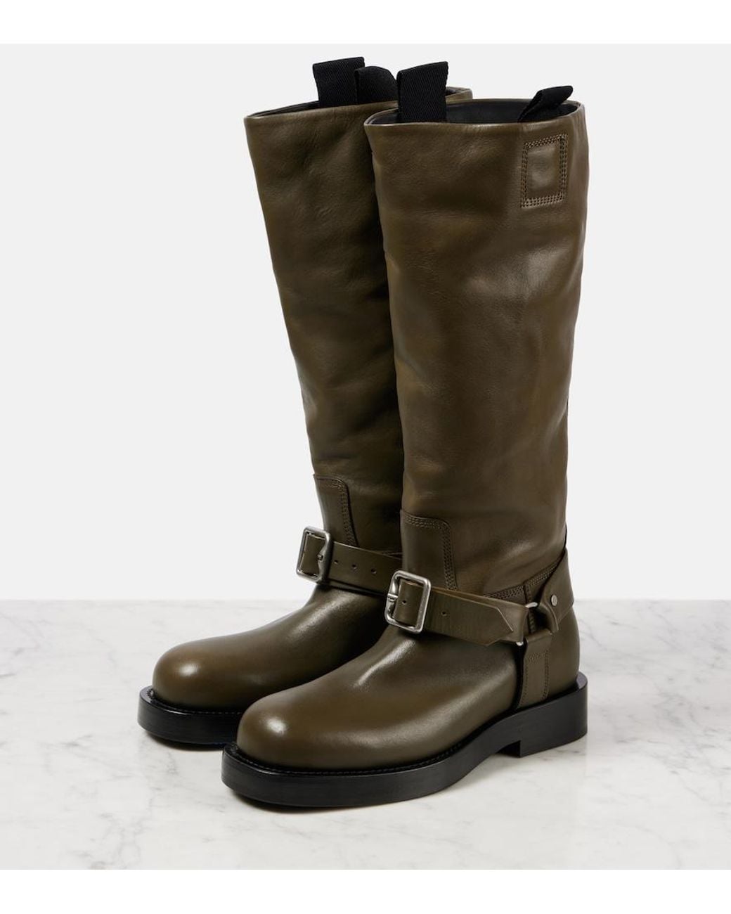 Burberry Green Leather Knee-High Boots