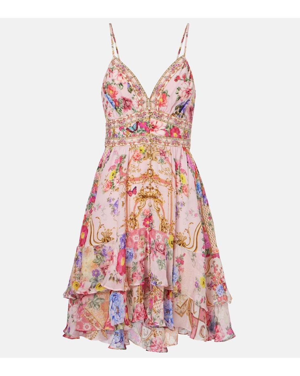 Camilla Red Floral Silk Minidress
