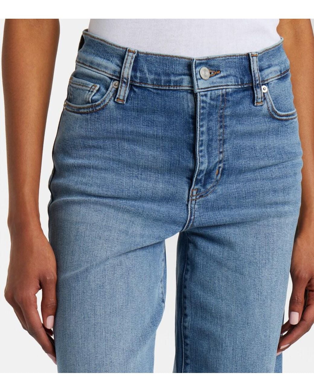 FRAME Blue Le Slim Palazzo Long Wide-Leg Jeans