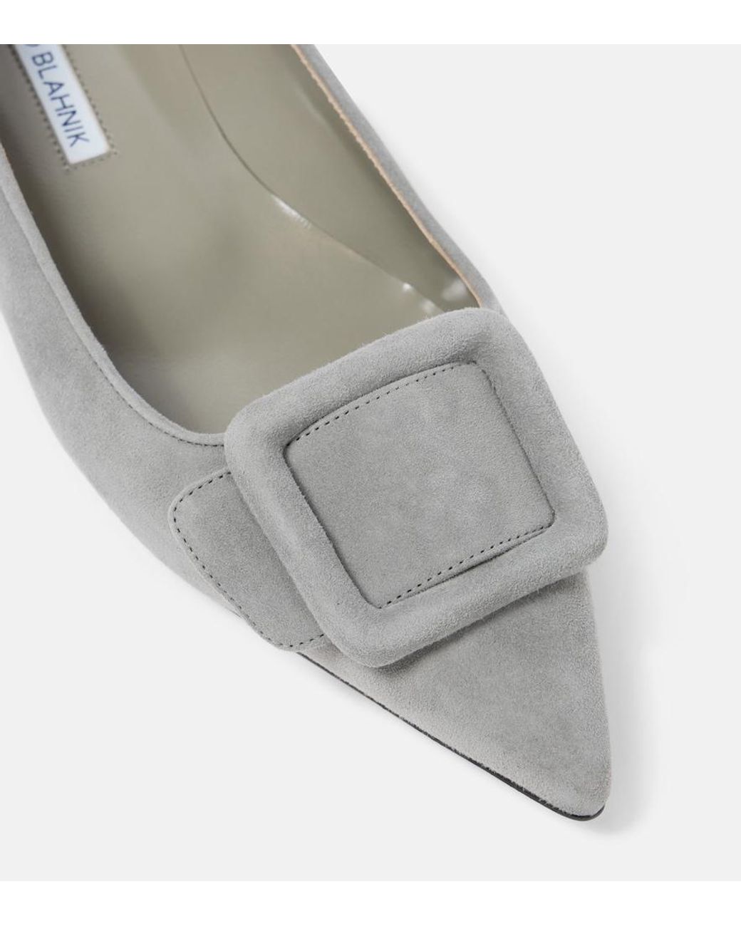 Manolo Blahnik Gray Maysalepumpflat Suede Ballet Flats