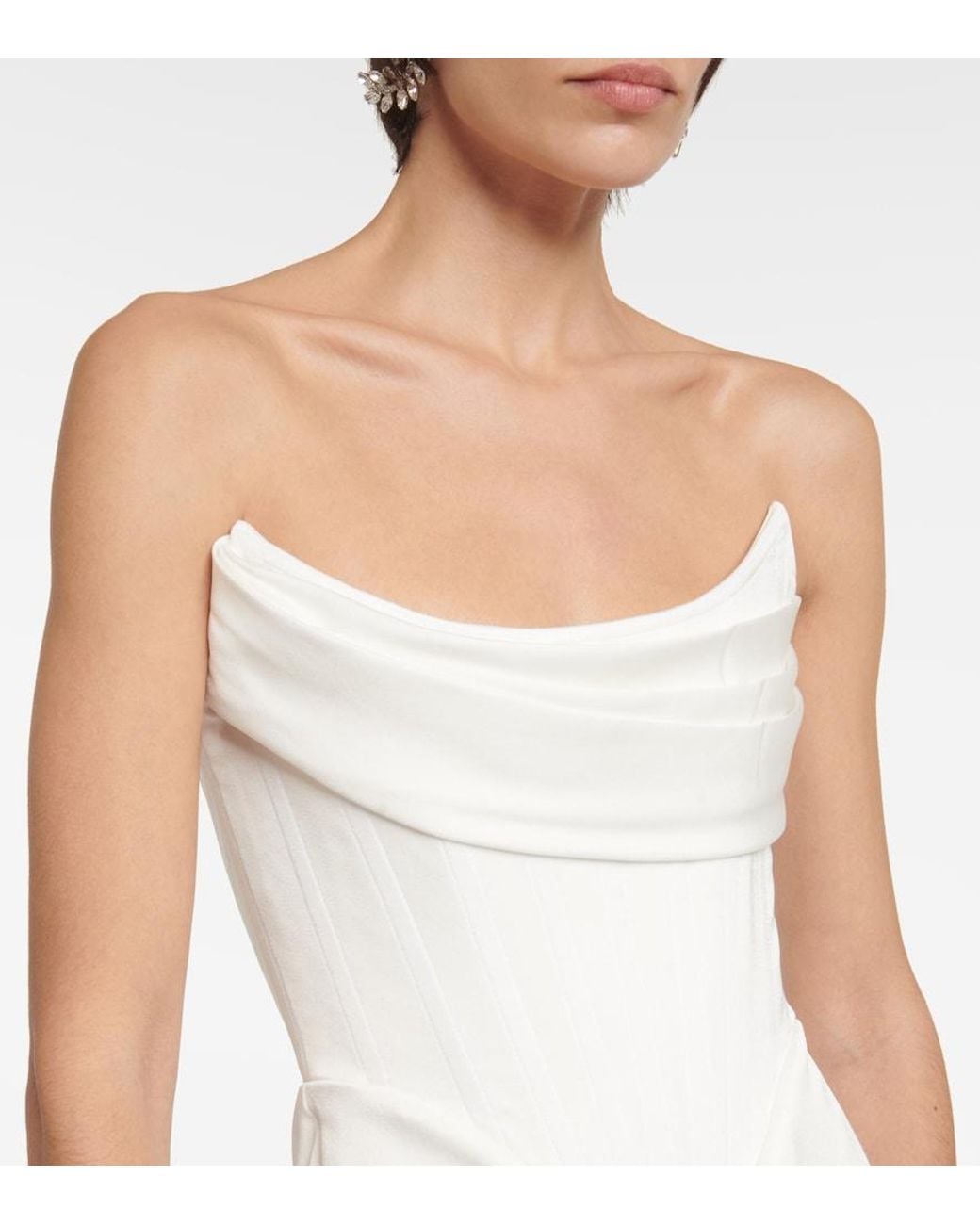 Alex Perry White Bridal Bustier-Robe Aus Crepe