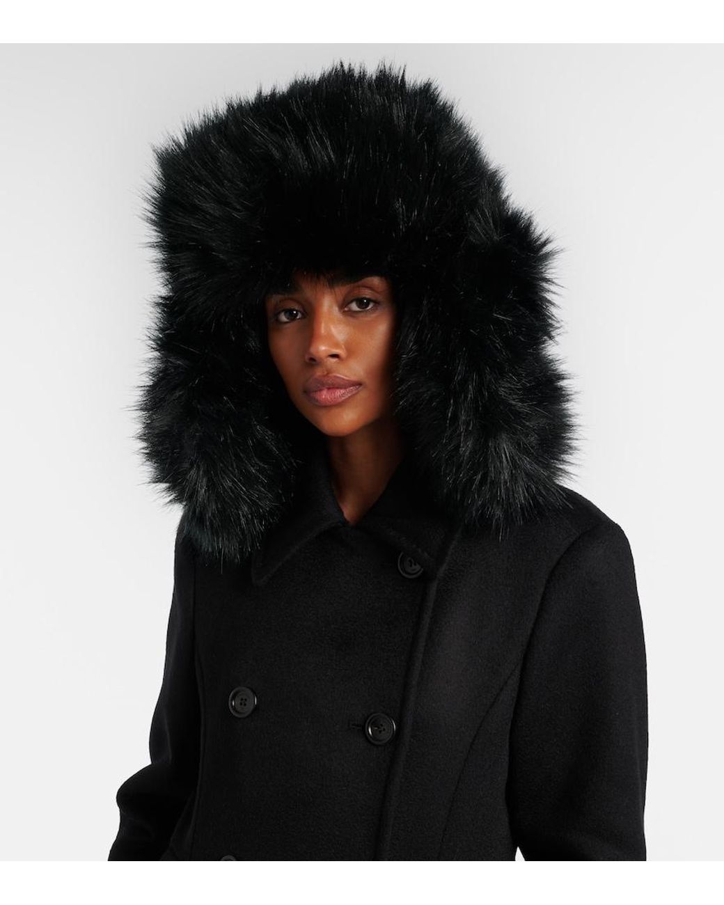 Ruslan Baginskiy Black Cotton-Trimmed Aviator Hat