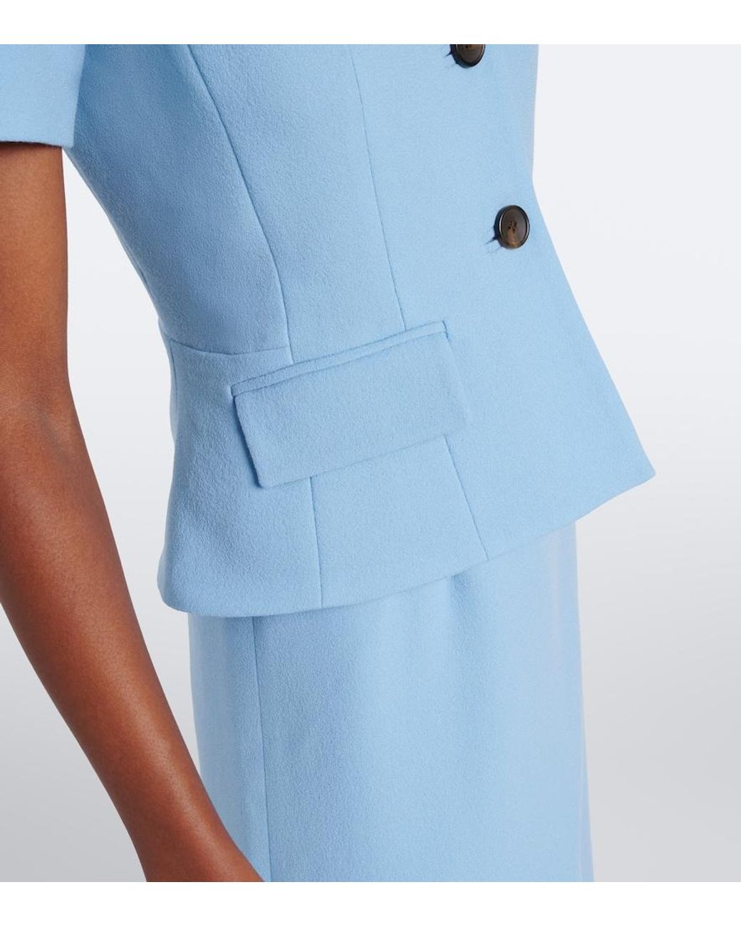 Emilia Wickstead Blue Alexina Wool Crepe Midi Dress