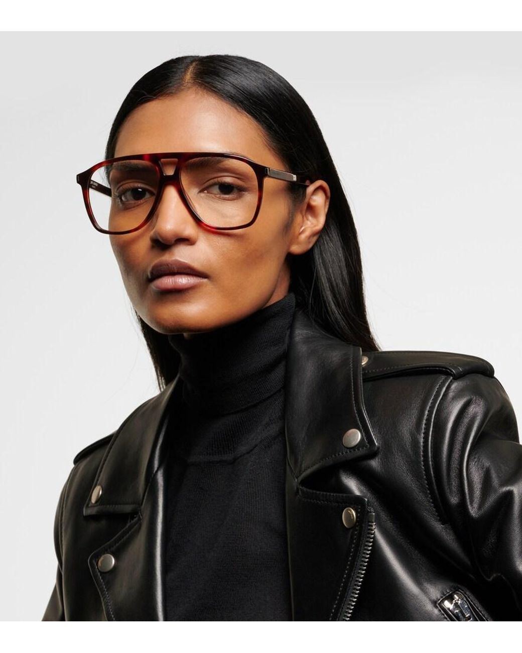 Saint Laurent Brown Acetate Aviator Sunglasses