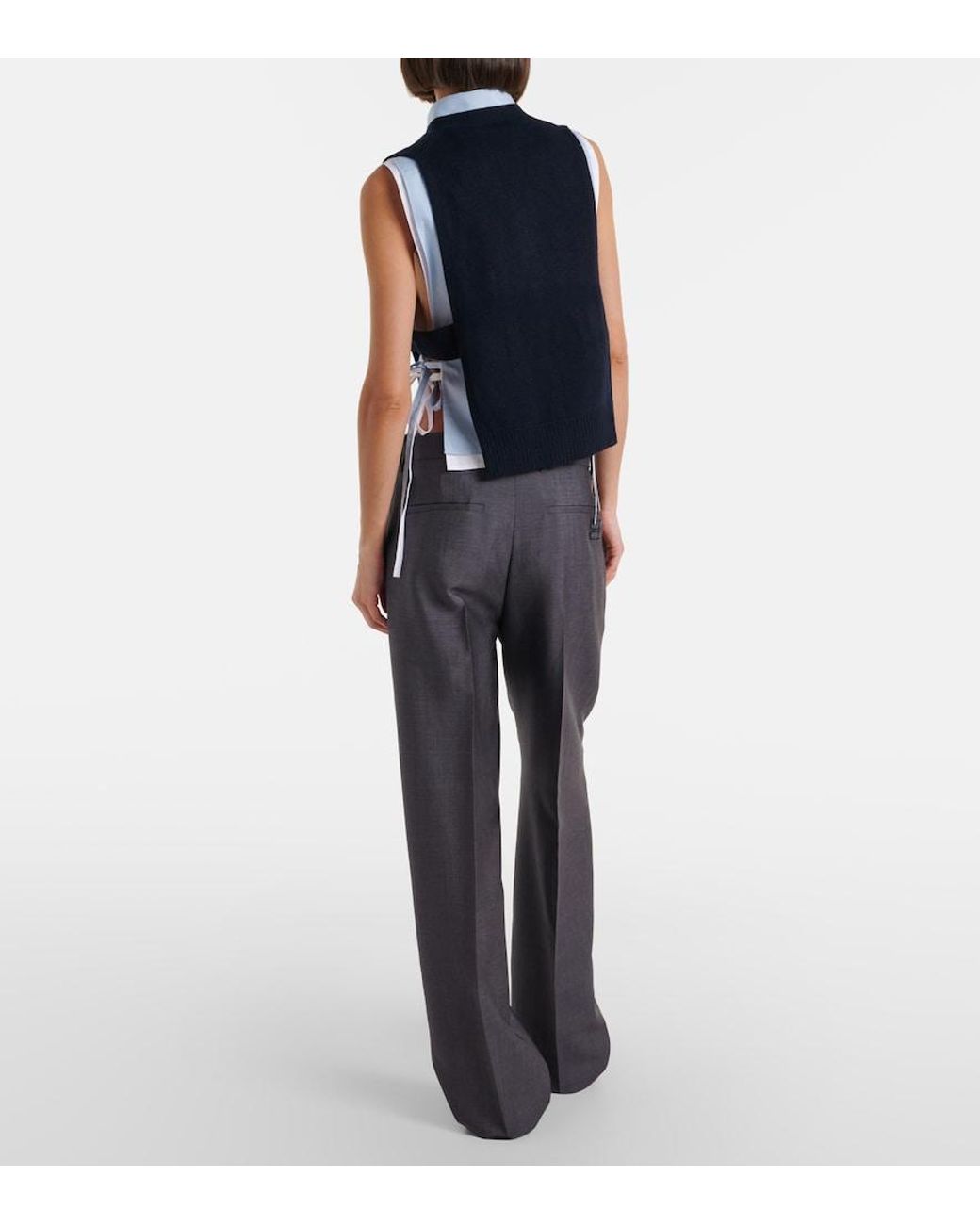 Miu Miu Blue Mohair And Wool Straight Pants