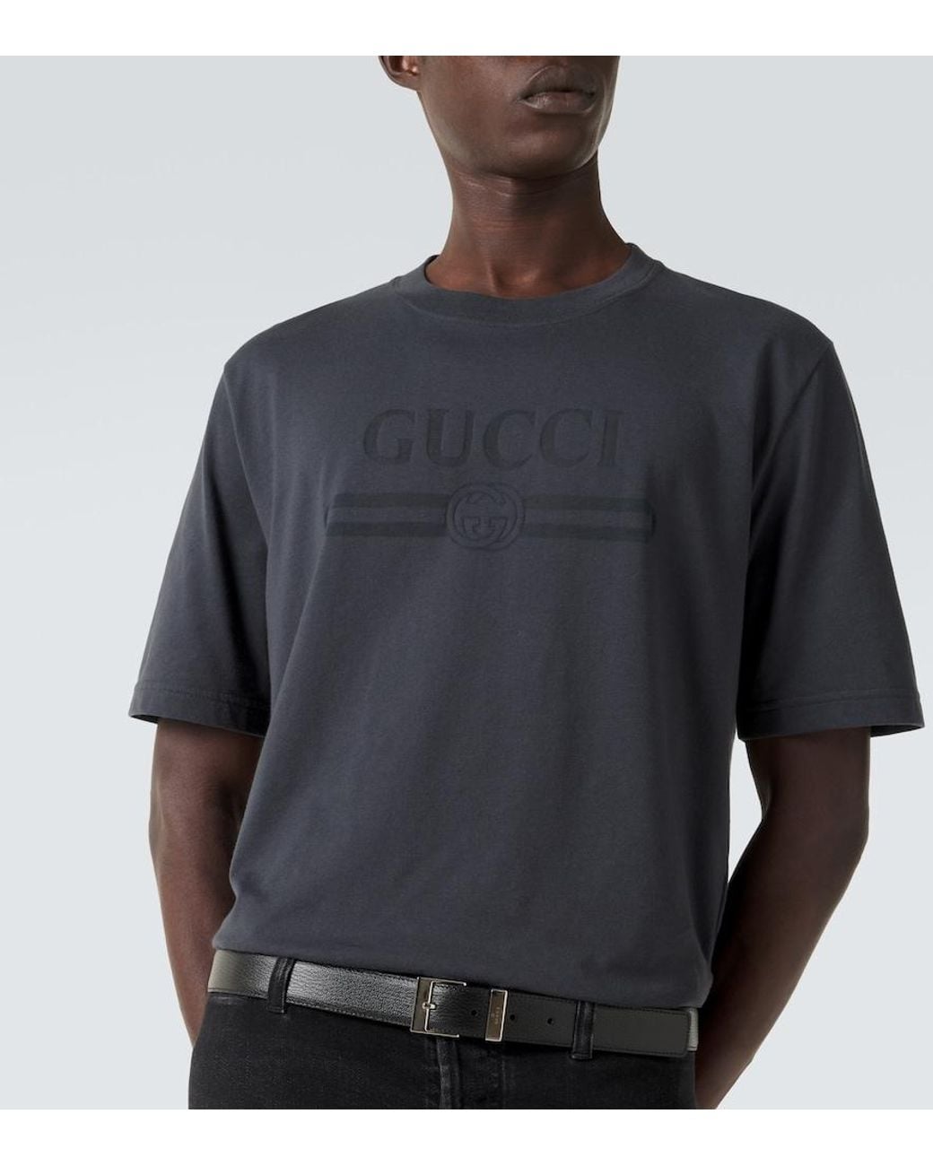 Gucci Black Logo Cotton-Blend Jersey T-Shirt for men